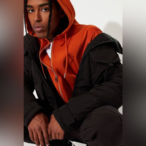 ARMANI EXCHANGE HOODED ZIP UP JERSEY SWEATSHIRT (ORANGE) - Picture 4 of 5
